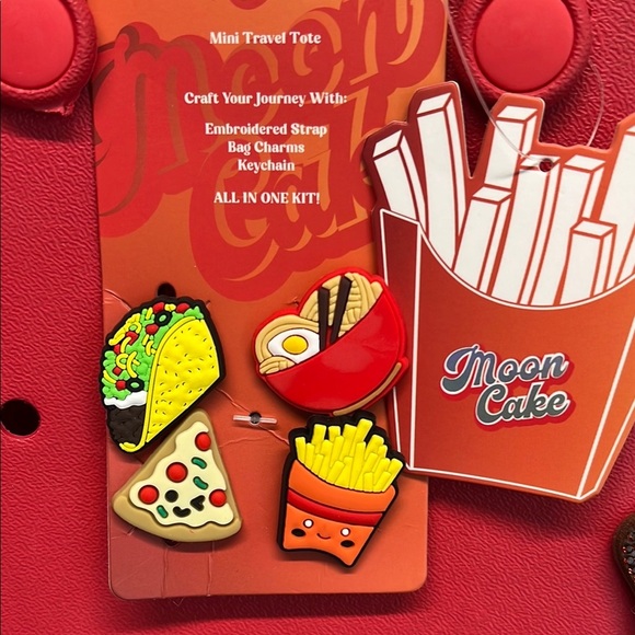 Red Mini Charm Tote with Checkered Crossbody Strap - Picture 3 of 14